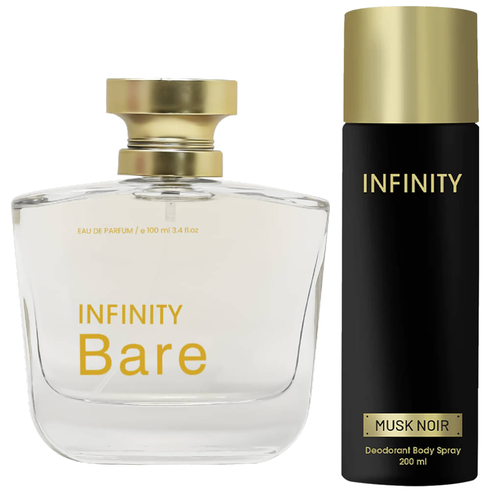    			Infinity Bare 100ML EDP Long Lasting Perfume &  Musk Noir 200ML Deodorant Body Spray Gift Set Pack of 2