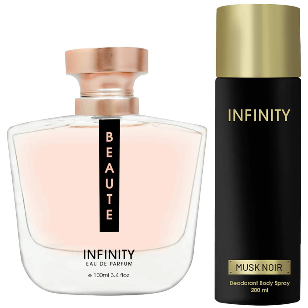     			Infinity Beaute 100ML EDP Long Lasting Perfume & Musk Noir 200ML Deodorant Body Spray Gift Set Pack of 2