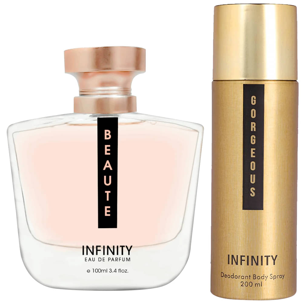     			Infinity Beaute 100ML EDP Long Lasting Perfume & Gorgeous 200ML Deodorant Body Spray Gift Set Pack of 2