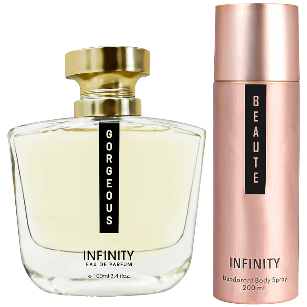     			Infinity Gorgeous 100ML EDP Long Lasting Perfume & Beaute 200ML Deodorant Body Spray Gift Set Pack of 2