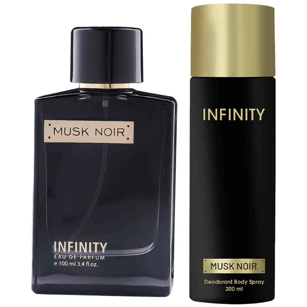     			Infinity Musk Noir 100ML EDP Long Lasting Perfume & Musk Noir 200ML Deodorant Body Spray Gift Set Pack of 2