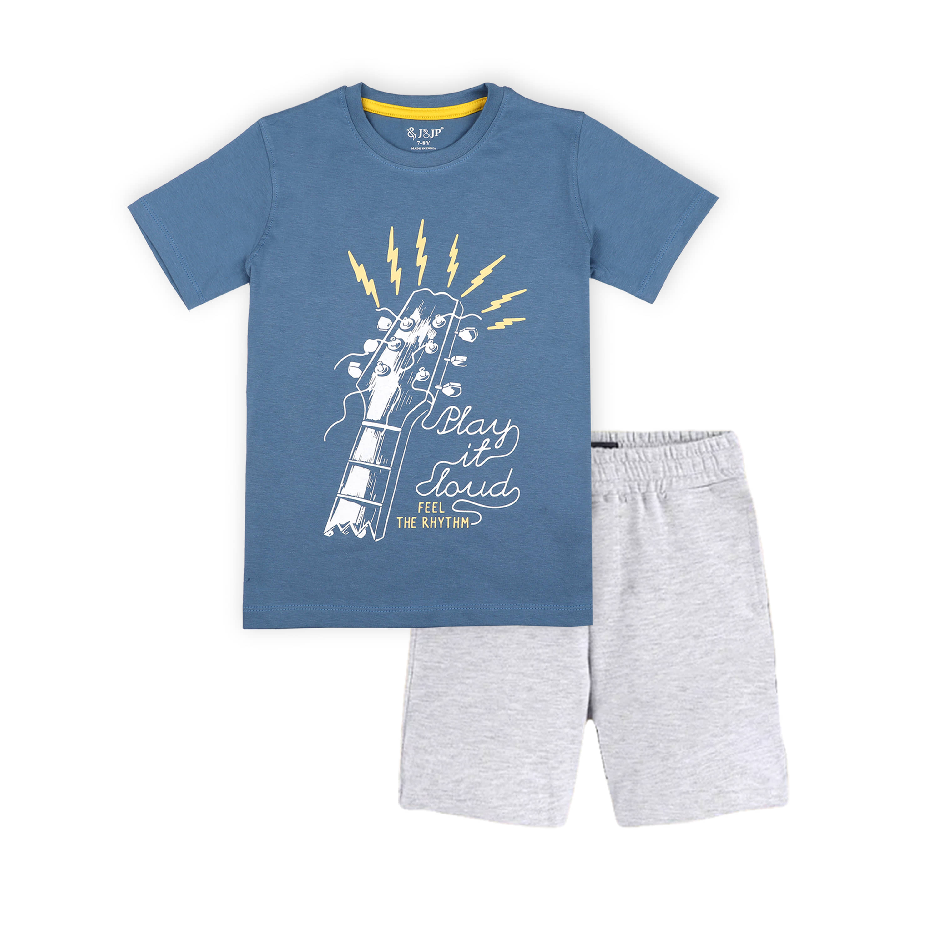 J&JP Pack of 1 Boys Cotton Blend T-Shirt & Shorts Set ( Multicolor )
