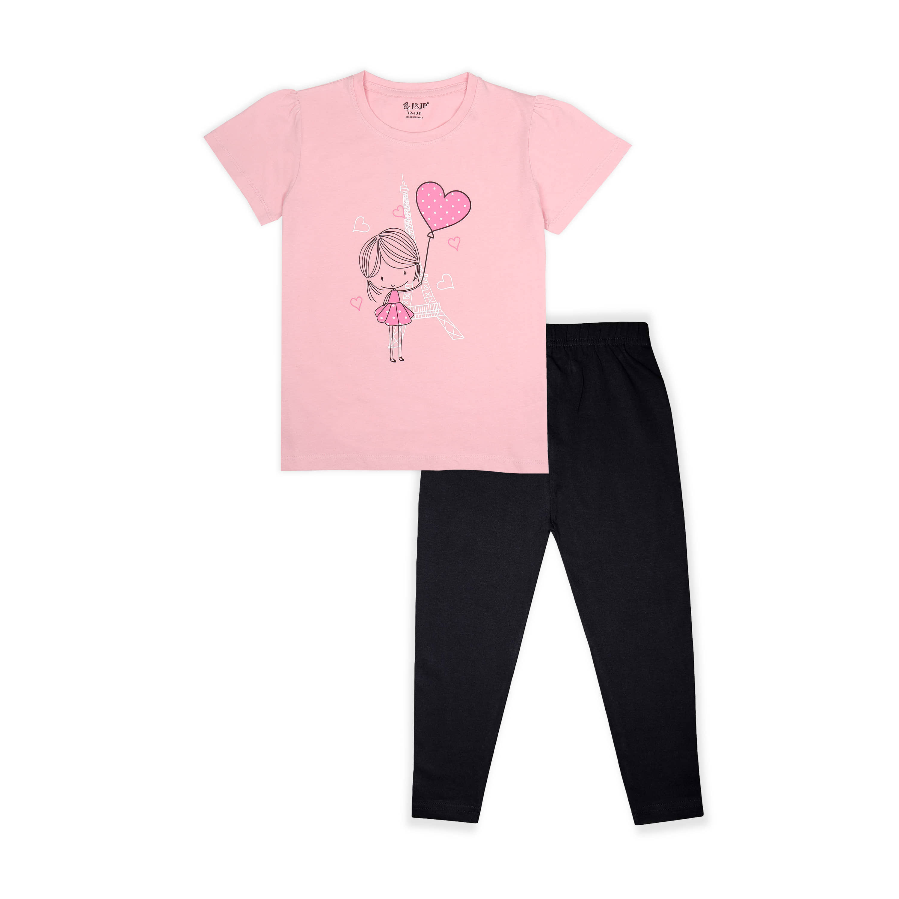 J&JP Pack of 1 Girls Cotton Blend Top With Pants ( Multicolor )