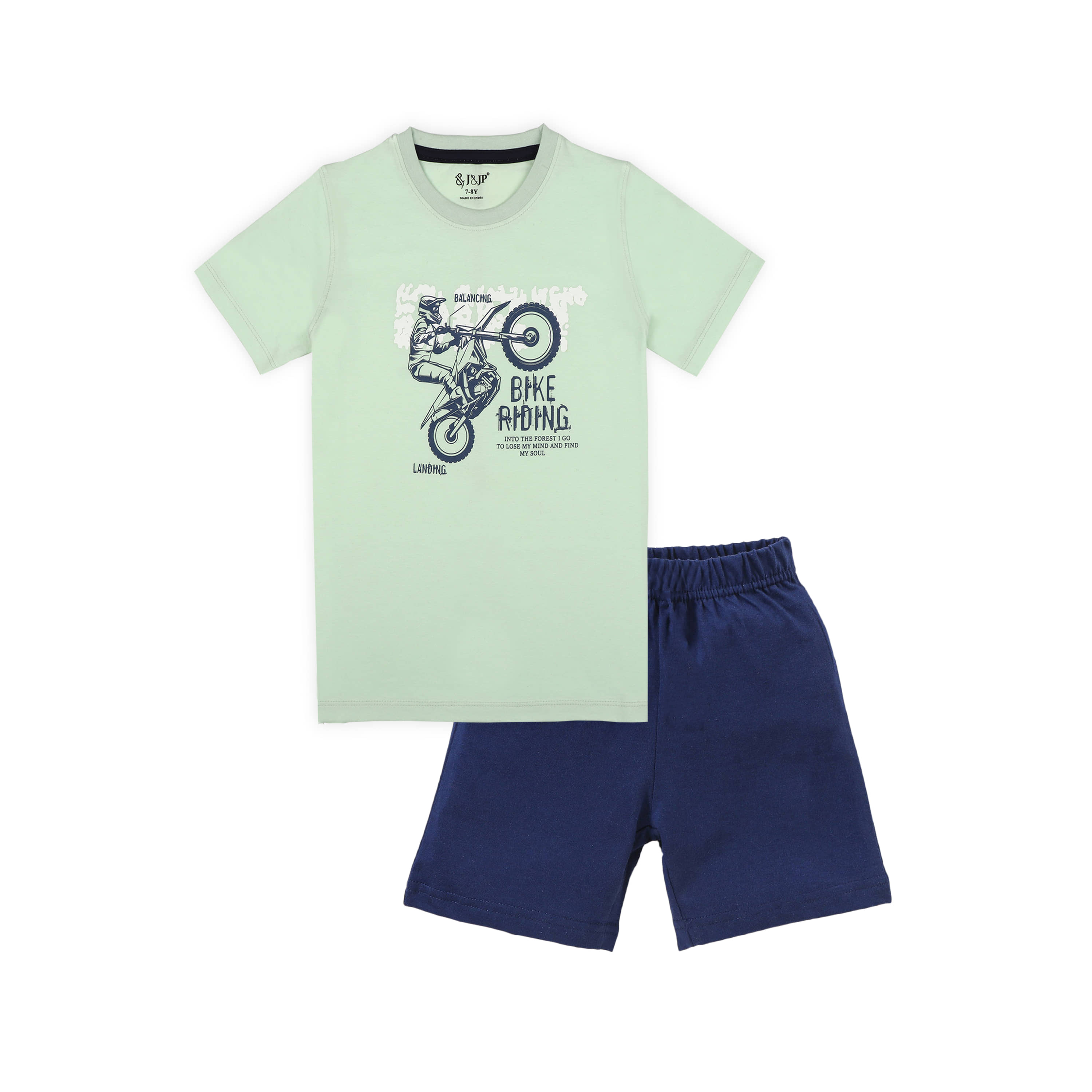 J&JP Pack of 1 Boys Cotton Blend T-Shirt & Shorts Set ( Multicolor )
