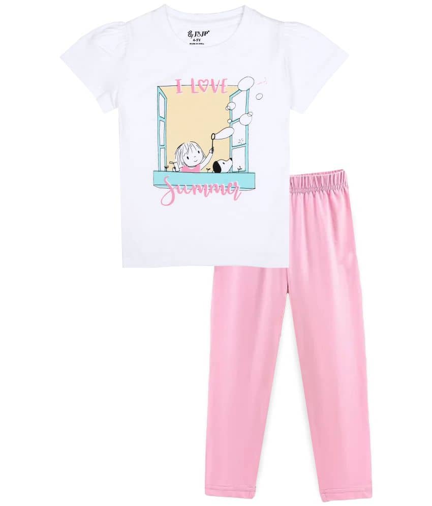 J&JP Pack of 1 Girls Cotton Blend Top With Pants ( Multicolor )