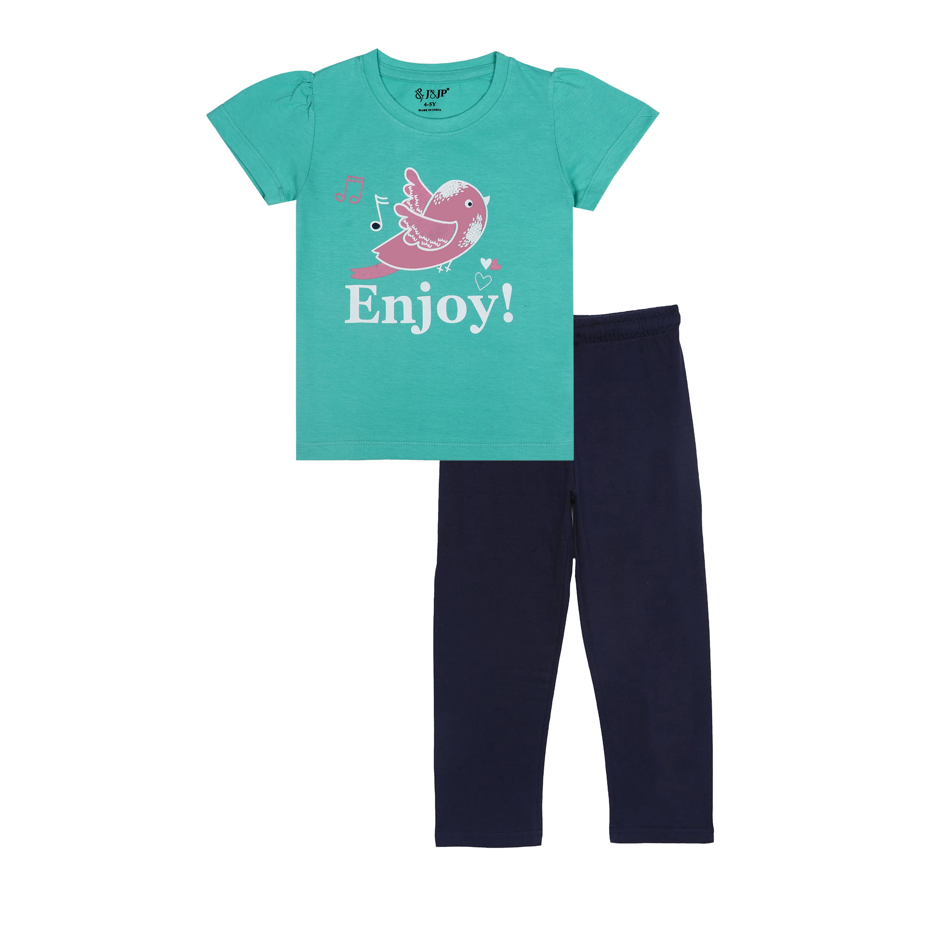     			J&JP Pack of 1 Girls Cotton Blend Top With Pants ( Multicolor )