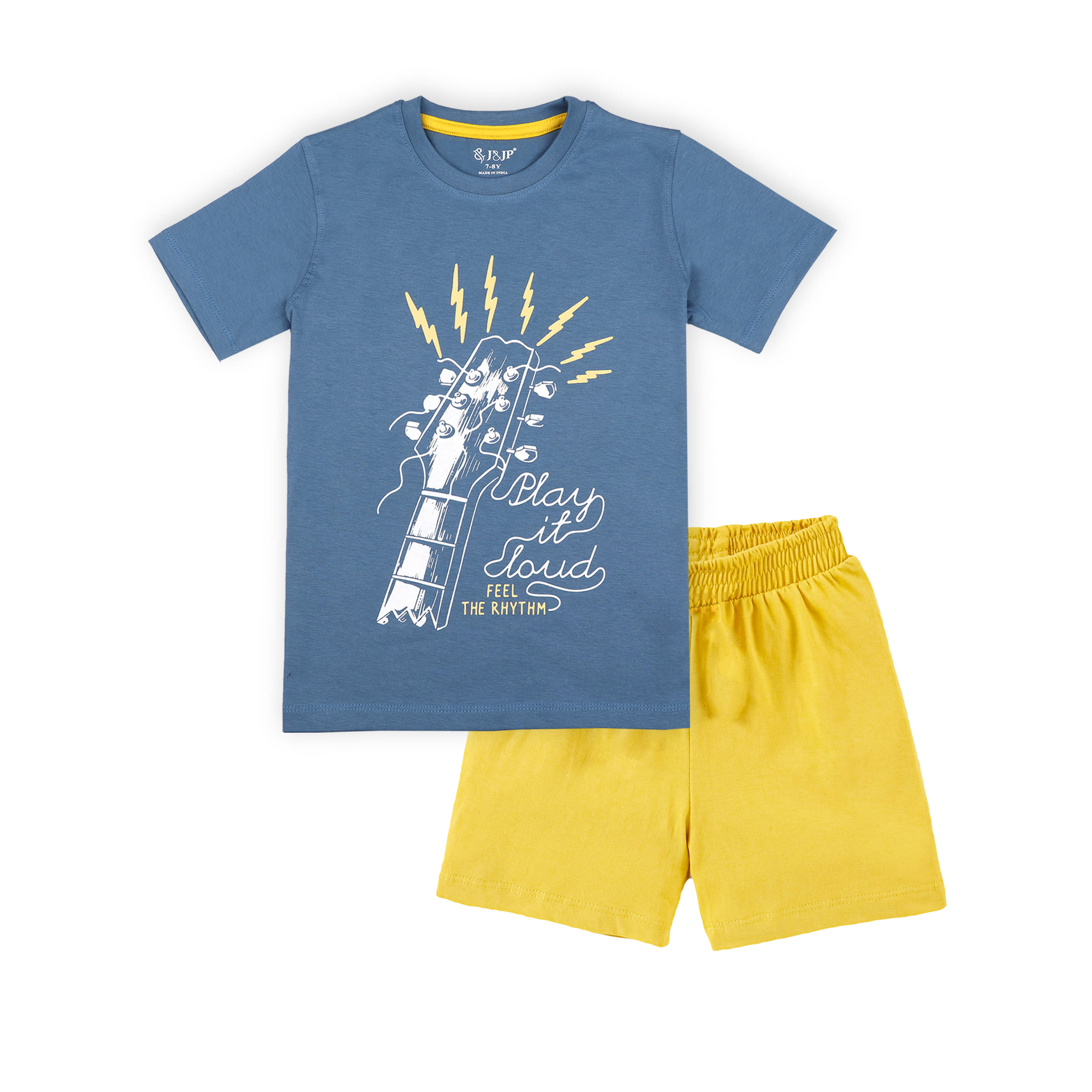 J&JP Pack of 1 Boys Cotton Blend T-Shirt & Shorts Set ( Multicolor )