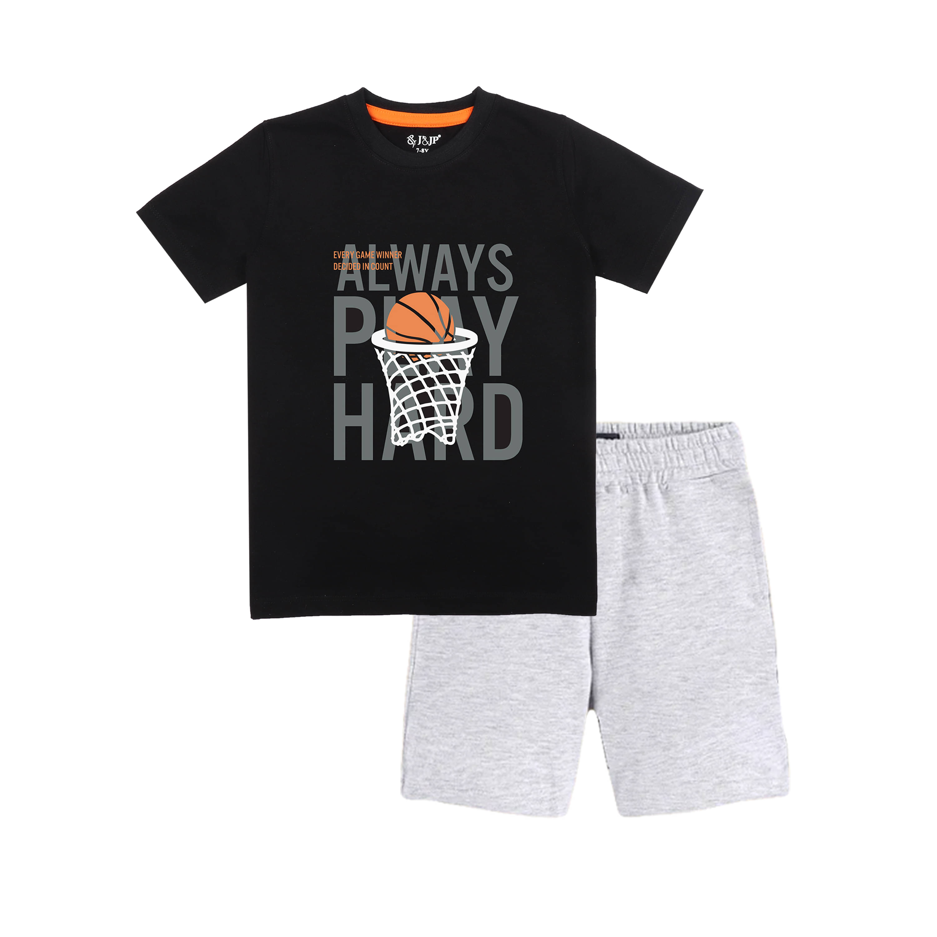 J&JP Pack of 1 Boys Cotton Blend T-Shirt & Shorts Set ( Multicolor )     			J&JP Pack of 1 Boys Cotton Blend T-Shirt & Shorts Set ( Multicolor )