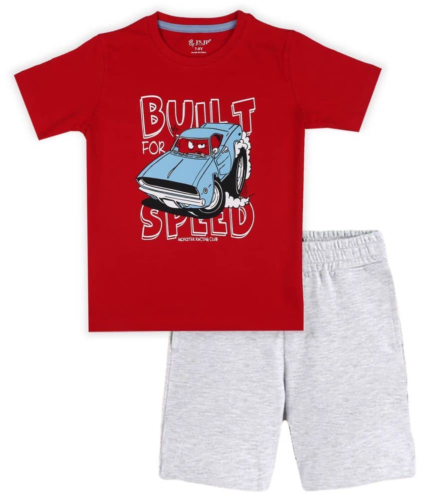 J&JP Pack of 1 Boys Cotton Blend T-Shirt & Shorts Set ( Multicolor )
