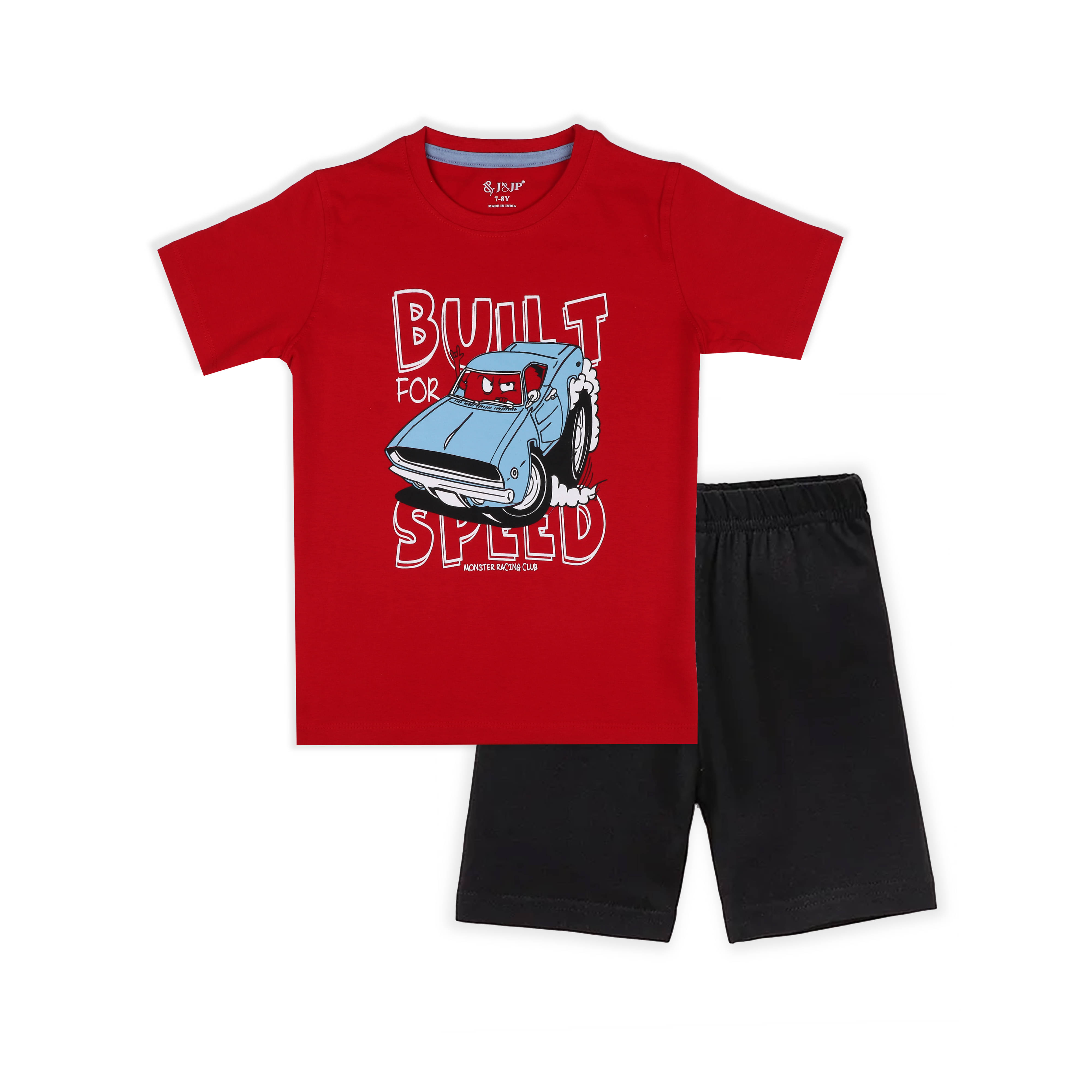 J&JP Pack of 1 Boys Cotton Blend T-Shirt & Shorts Set ( Multicolor )     			J&JP Pack of 1 Boys Cotton Blend T-Shirt & Shorts Set ( Multicolor )