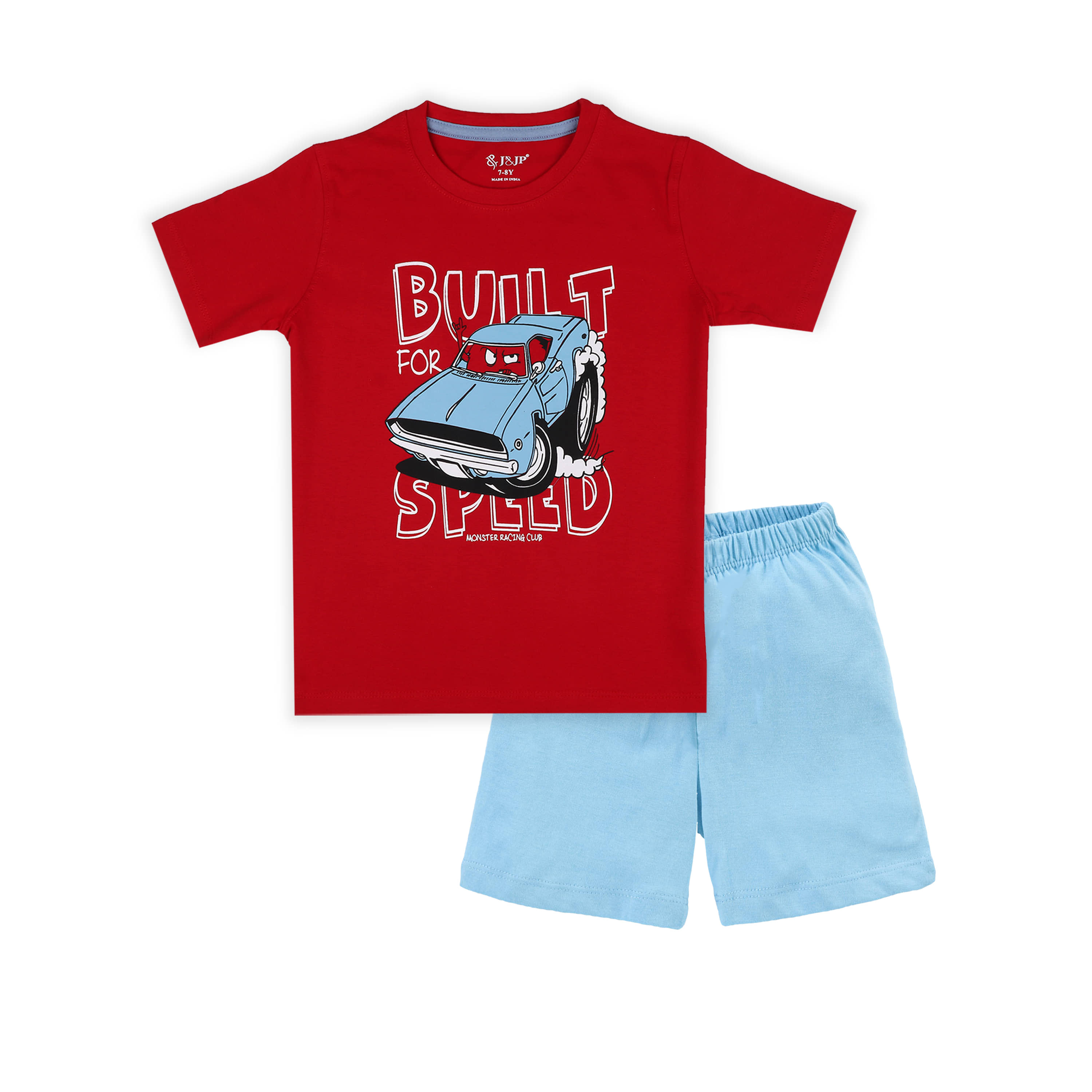 J&JP Pack of 1 Boys Cotton Blend T-Shirt & Shorts Set ( Multicolor )