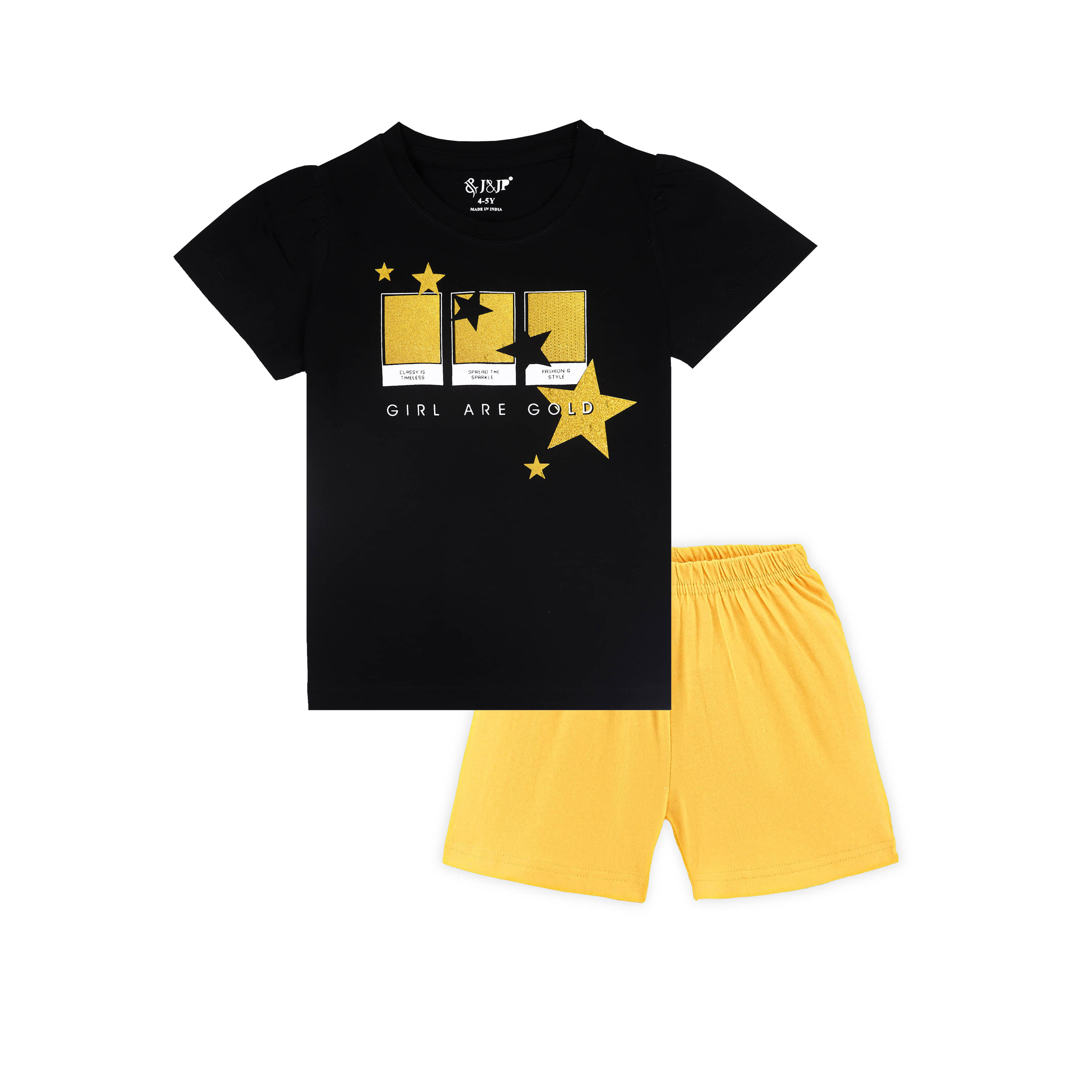     			J&JP Pack of 1 Girls Cotton Blend Top With Shorts ( Multicolor )