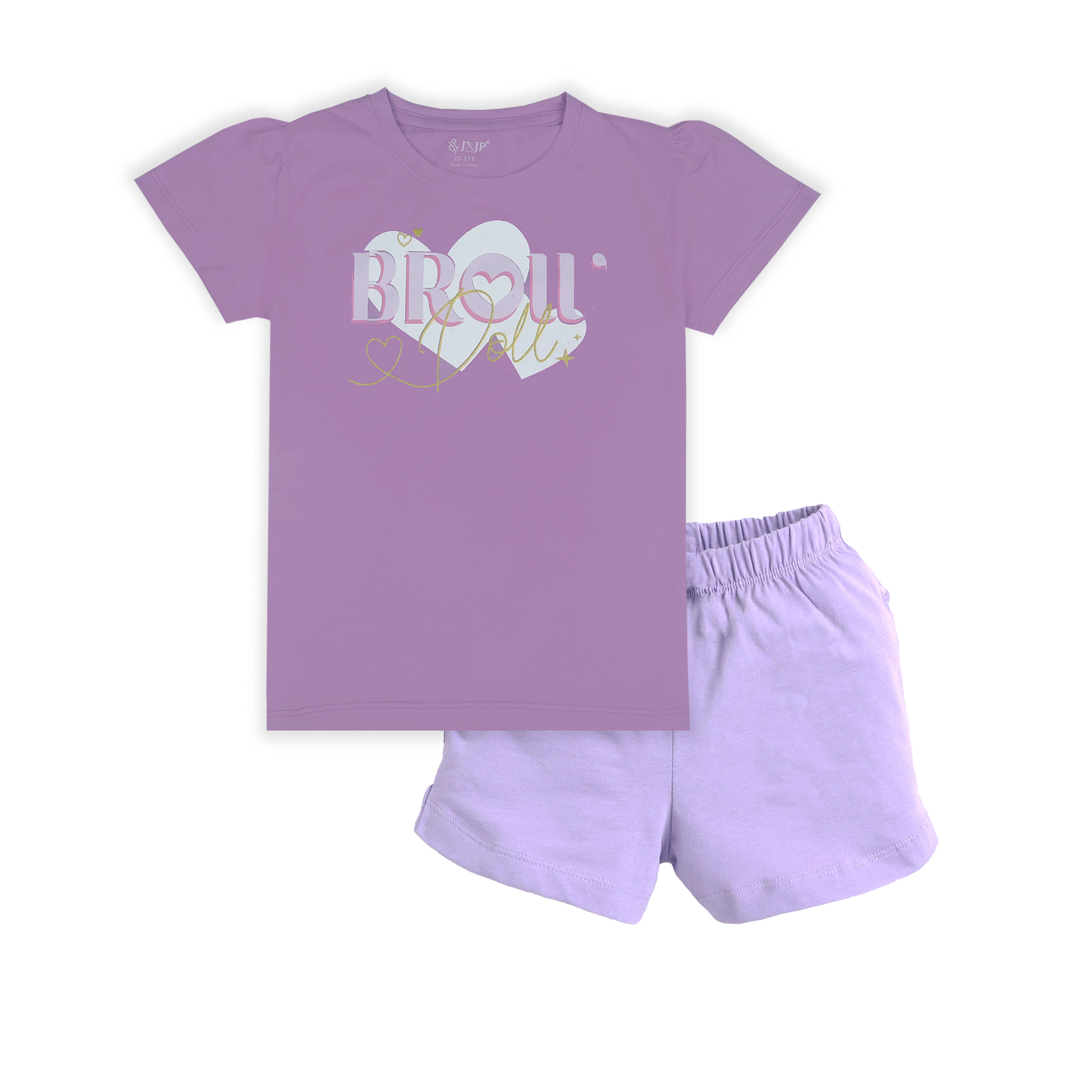 J&JP Pack of 1 Girls Cotton Blend Top With Shorts ( Multicolor )