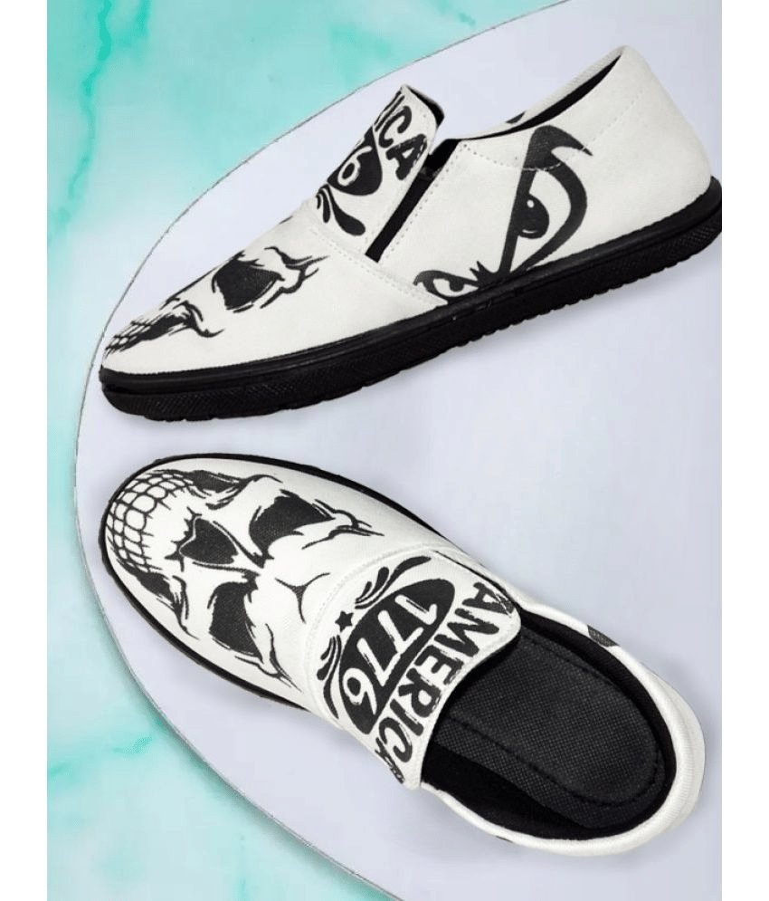 Kzaara White Men's Slip-on Shoes Kzaara White Men's Slip-on Shoes