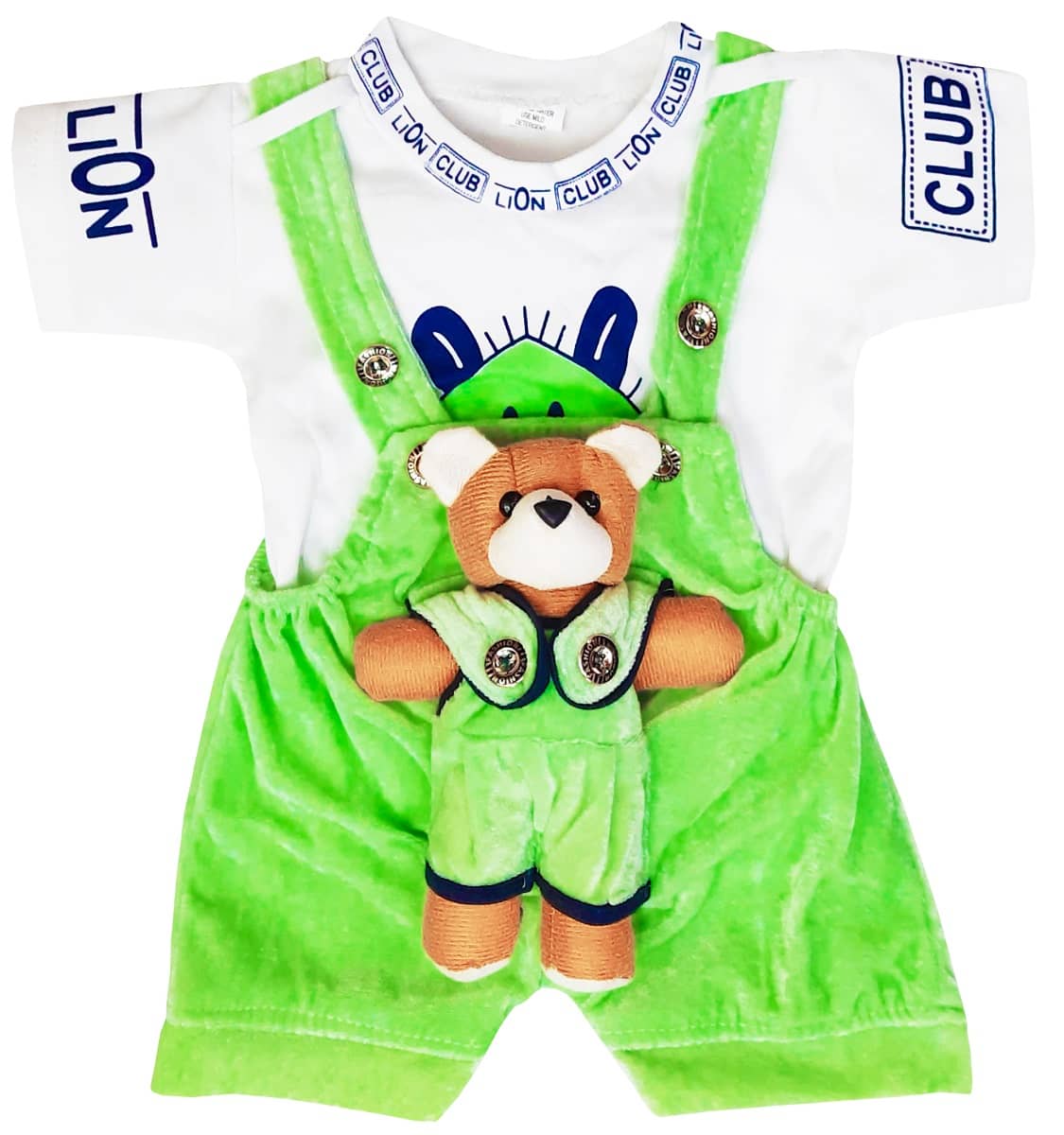 LITTLE PANDA Pack of 1 Baby Boys Velvet Dungaree Sets ( Green )