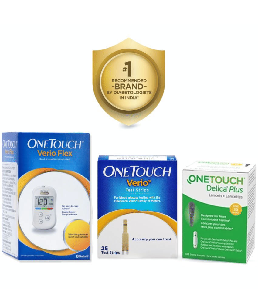     			OneTouch Verio Flex glucometer combo with 25 Test Strips & 35 lancets |Syncs results with mobile app