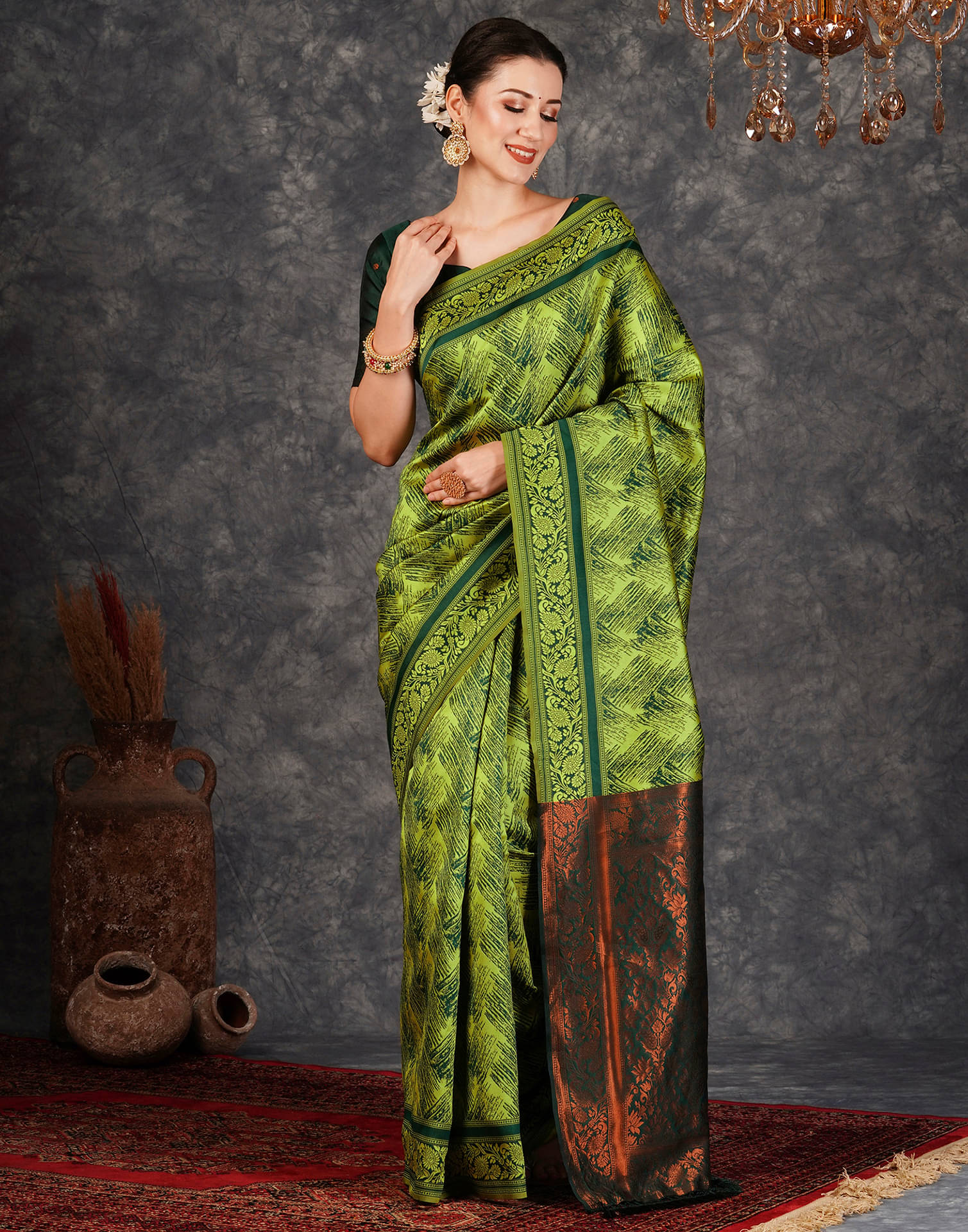 Satrani Silk Woven Saree With Unstitched Blouse Piece ( Light Green ) Satrani Silk Woven Saree With Unstitched Blouse Piece ( Light Green )