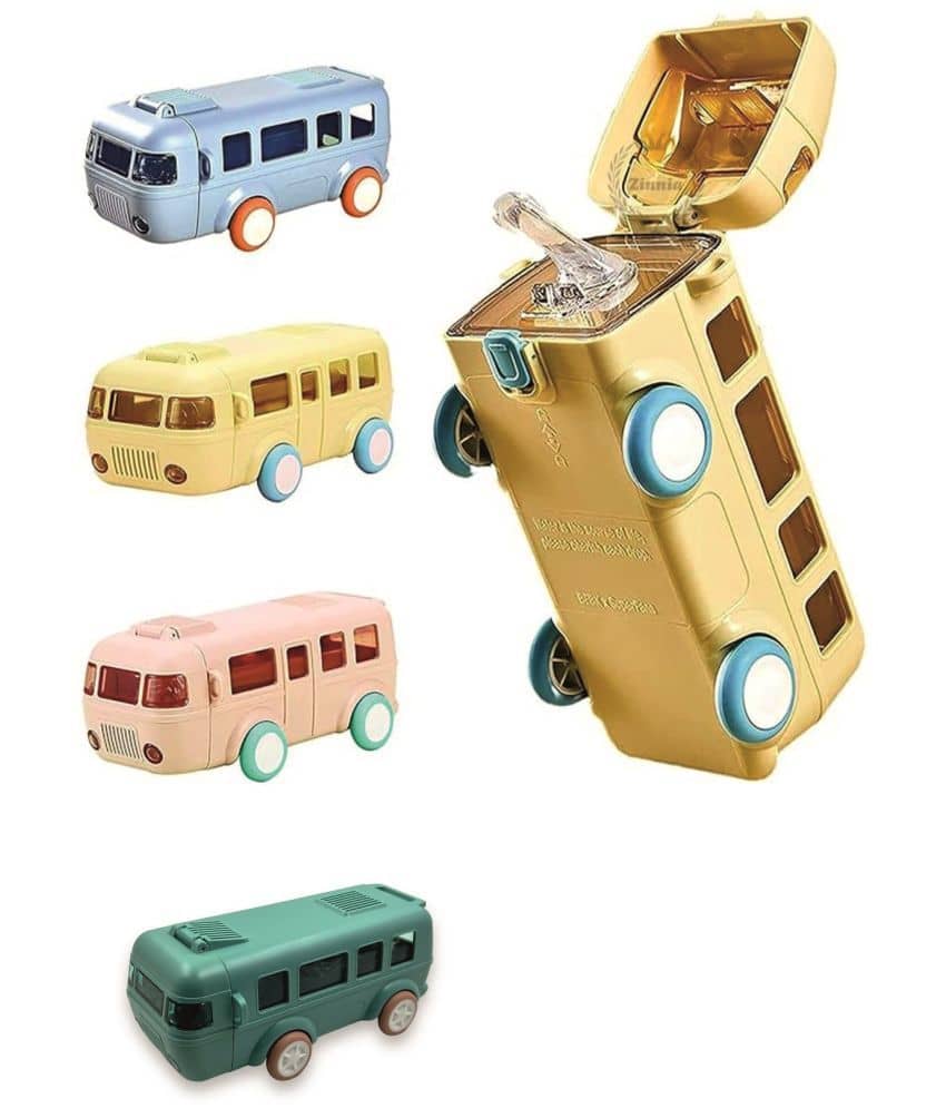 Water bottle for kids, Multicolor Bus Shape School Water Bottle for Girls, 480 ML Sipper Water Bottle With Strap, Leak-proof Portable Water Bottle For Boys - Stationery | Buy online on ZillyBuy
