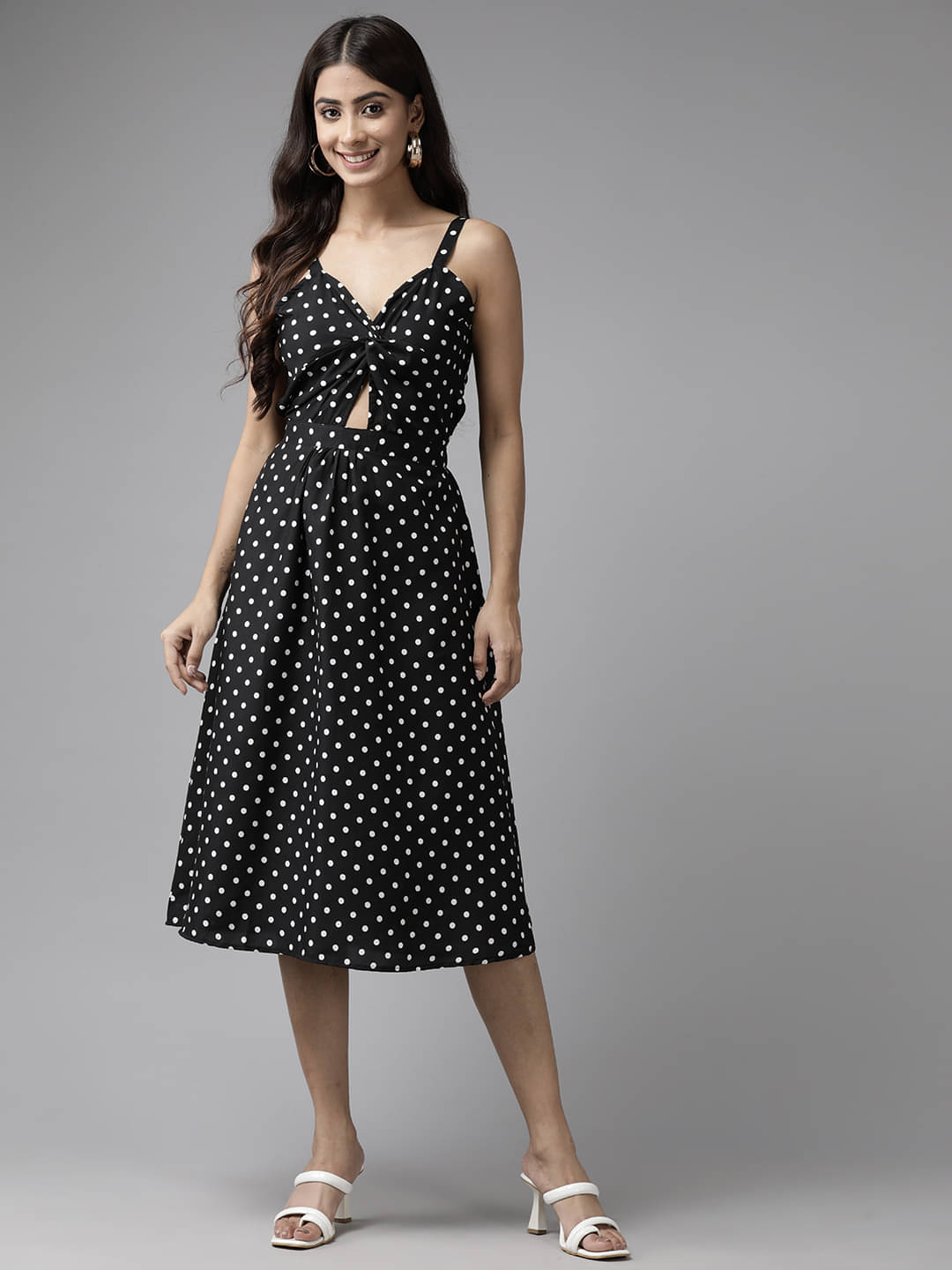     			Aarika Women Crepe Printed Cut Out Dress ( Black )
