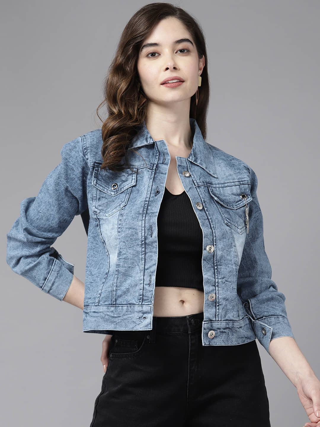 Aarika - Denim Blue Denim Jacket - Jackets & Coats | Buy online on ZillyBuy