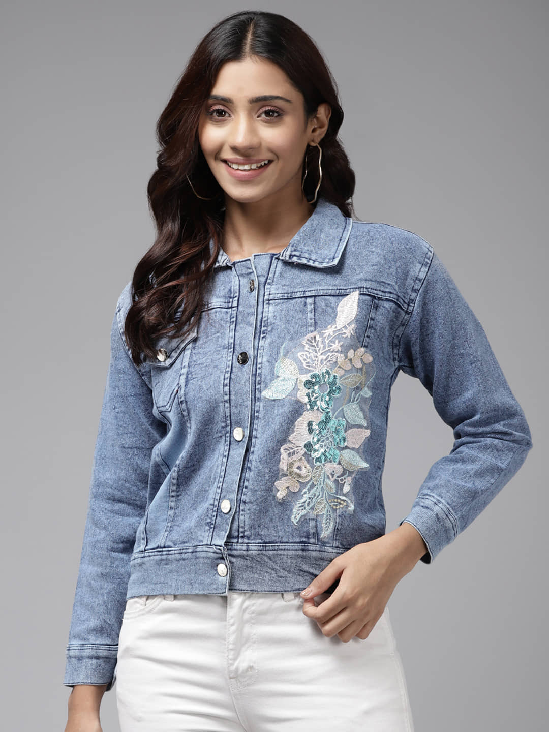 Aarika - Denim Blue Denim Jacket - Jackets & Coats | Buy online on ZillyBuy