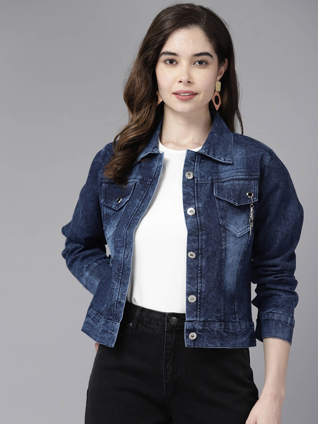 Aarika - Denim Navy Denim Jacket - Jackets & Coats | Buy online on ZillyBuy