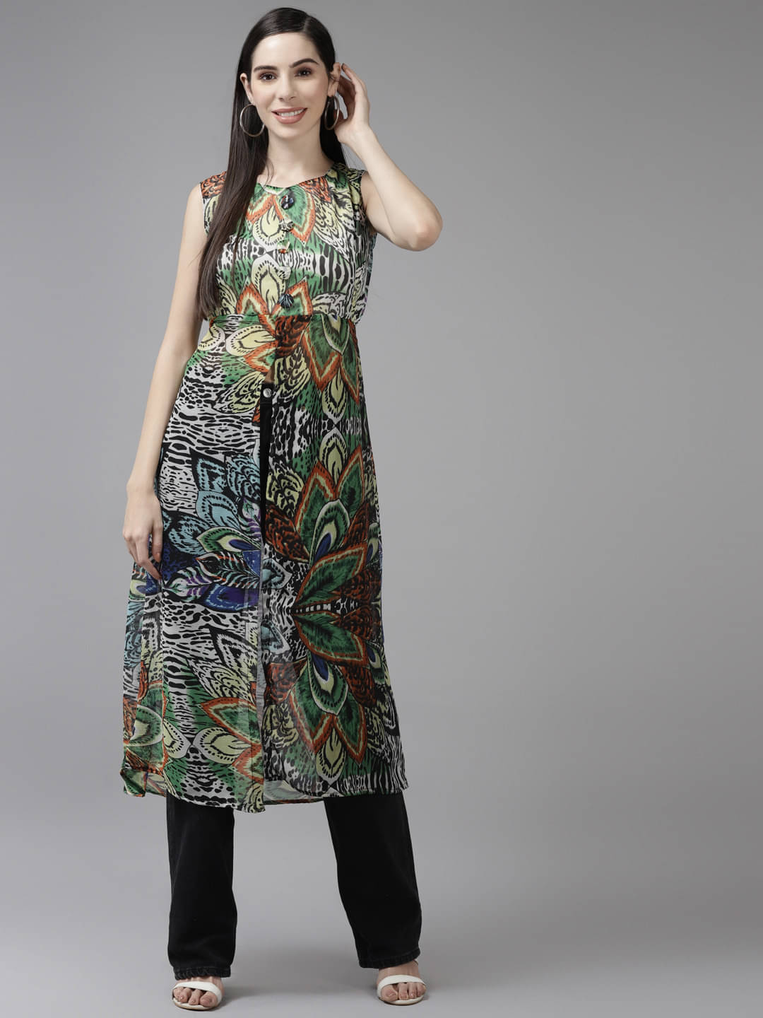 Aarika Women's Georgette Tunic ( Multicolor ) Aarika Women's Georgette Tunic ( Multicolor )