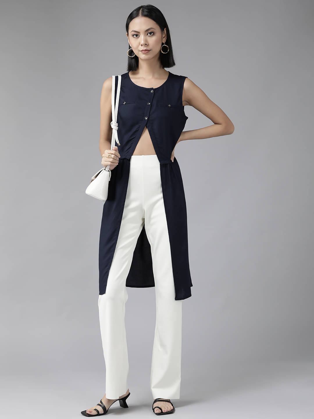     			Aarika Women's Georgette Tunic ( Navy Blue )