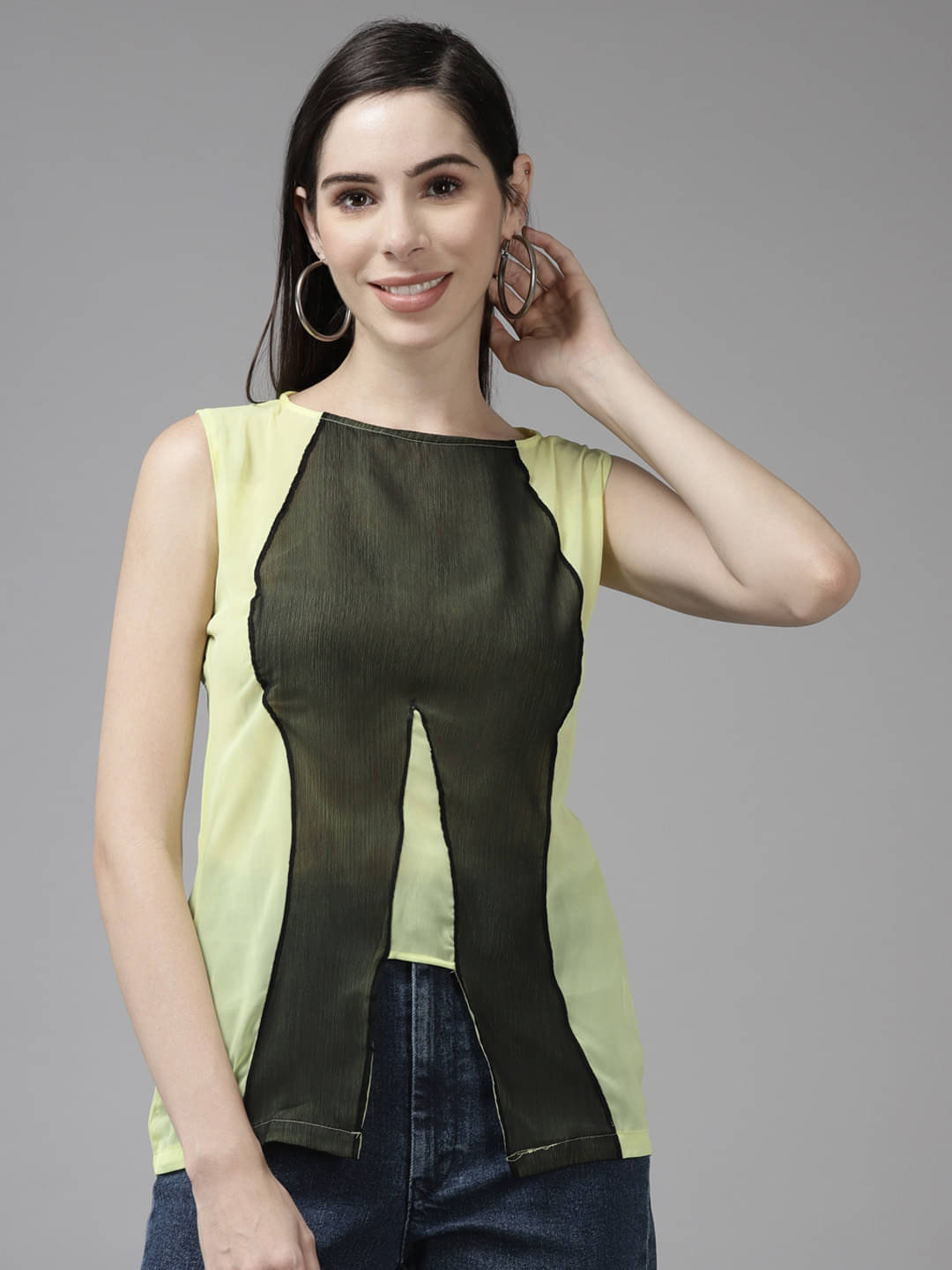 Aarika Women's Georgette Regular Top ( Yellow ) Aarika Women's Georgette Regular Top ( Yellow )