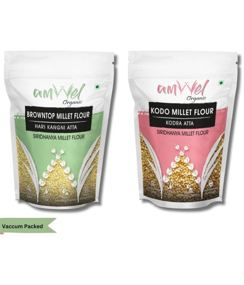 Amwel Browntop Millet Flour 450g + Kodo Millet Flour 450g 900 gm Pack of 2 Amwel Browntop Millet Flour 450g + Kodo Millet Flour 450g 900 gm Pack of 2