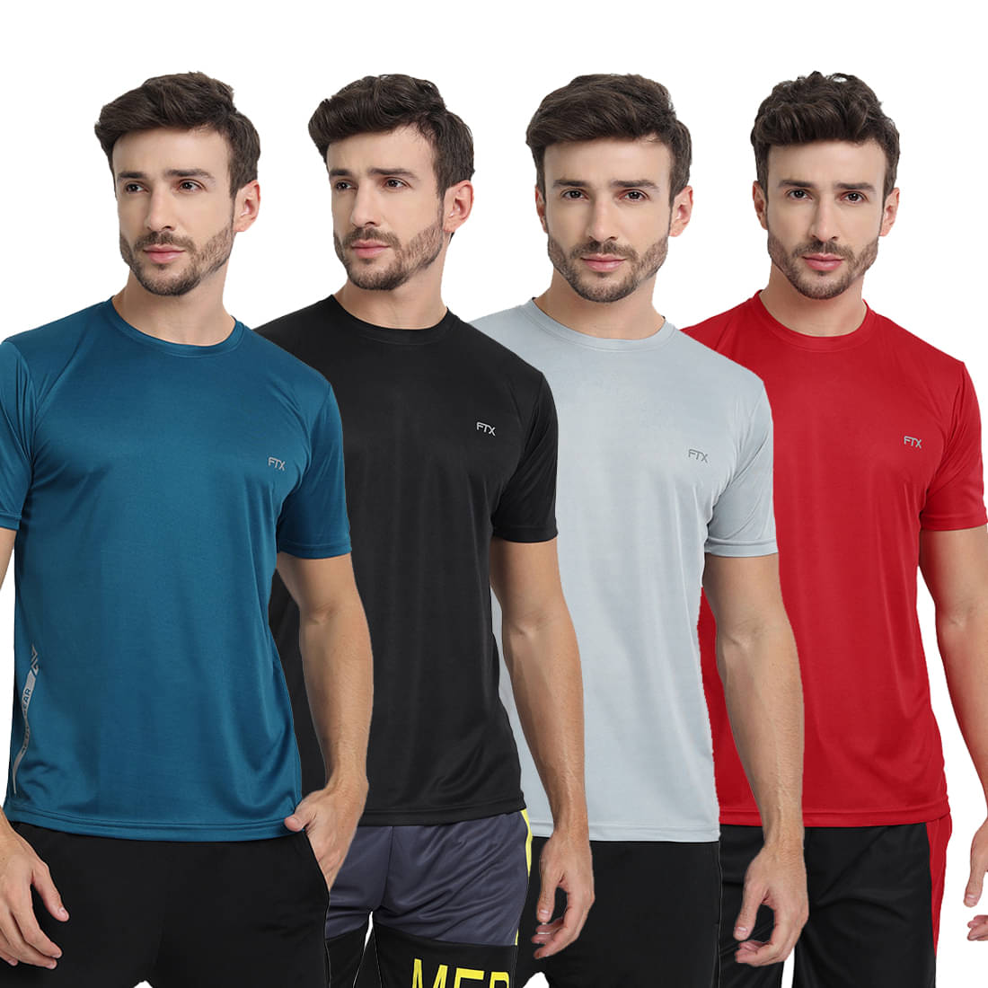 FTX Pack of 4 Polyester Regular Fit Men's T-Shirt ( Multicolor ) FTX Pack of 4 Polyester Regular Fit Men's T-Shirt ( Multicolor )
