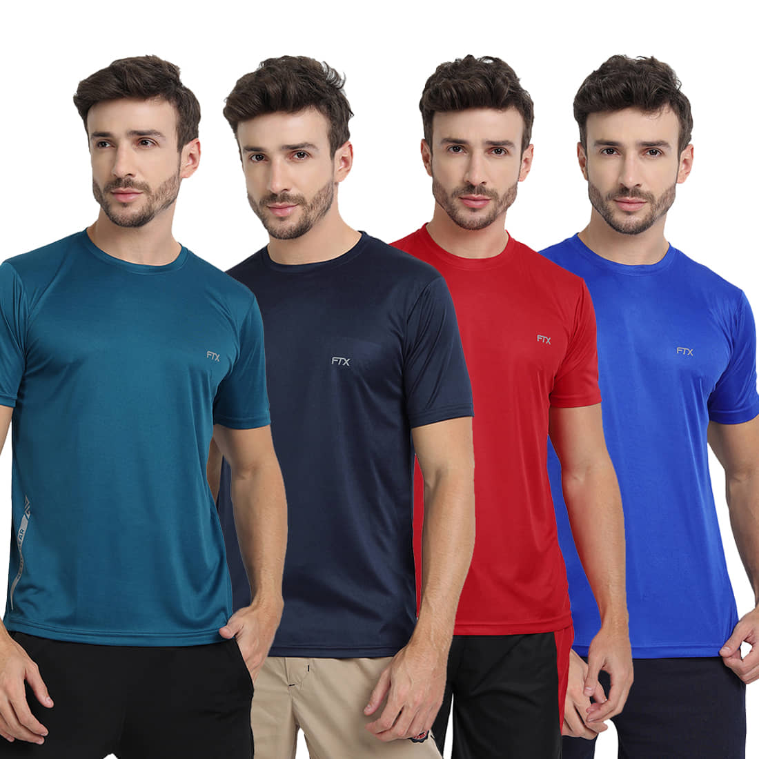 FTX Pack of 4 Polyester Regular Fit Men's T-Shirt ( Multicolor6 )