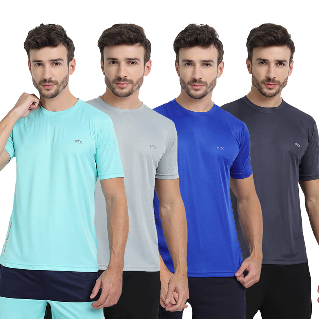 FTX Pack of 4 Polyester Regular Fit Men's T-Shirt ( Multicolor4 )