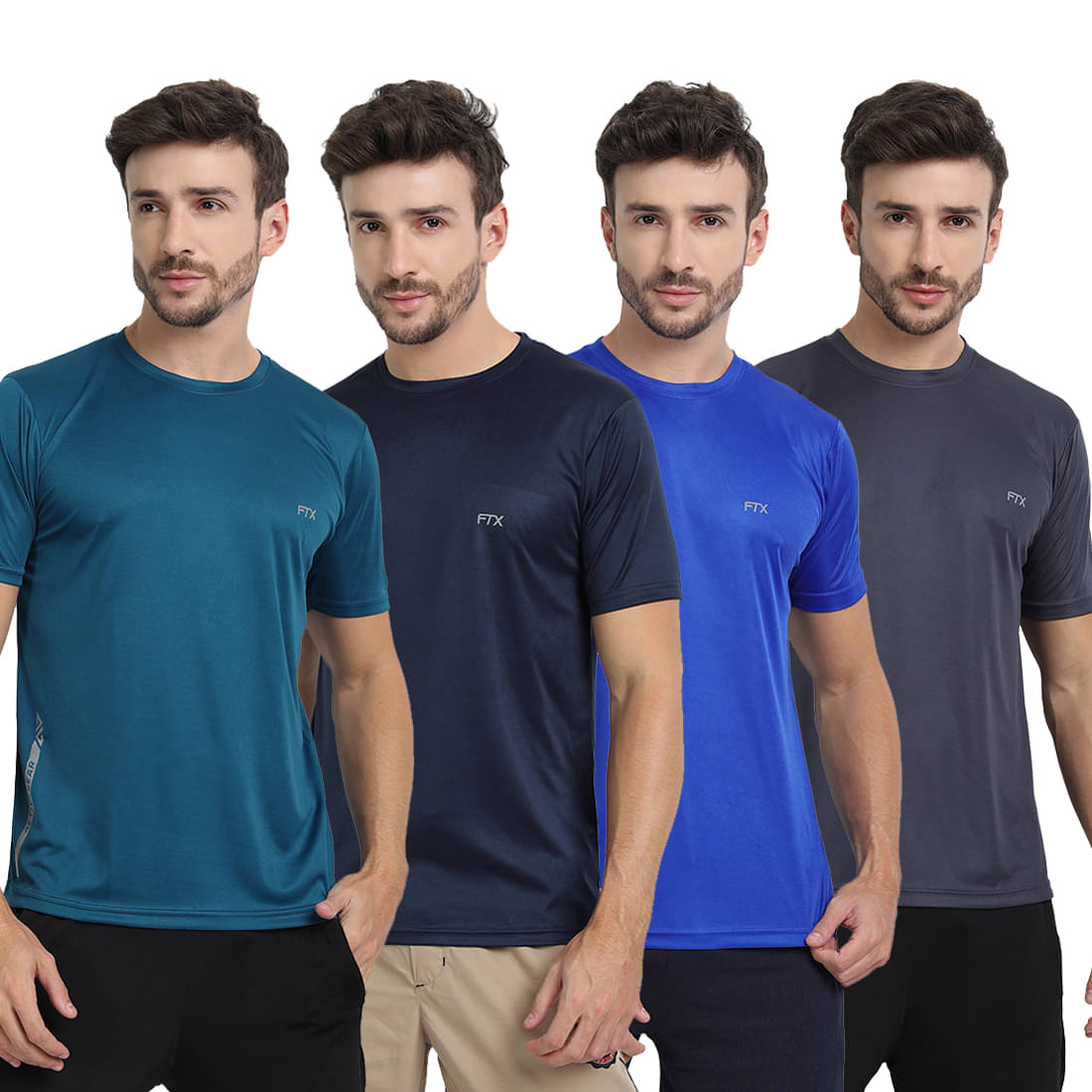 FTX Pack of 4 Polyester Regular Fit Men's T-Shirt ( Multicolor7 ) FTX Pack of 4 Polyester Regular Fit Men's T-Shirt ( Multicolor7 )