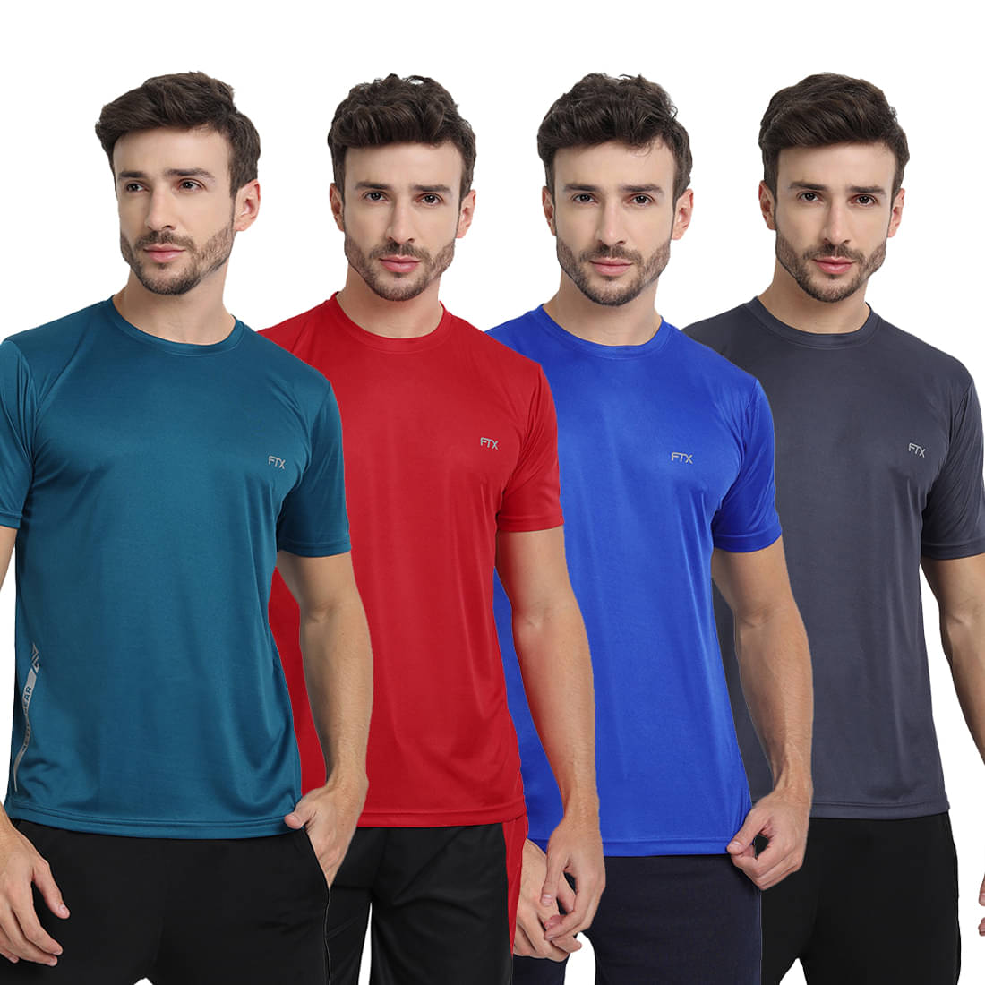 FTX Pack of 4 Polyester Regular Fit Men's T-Shirt ( Multicolor6 ) FTX Pack of 4 Polyester Regular Fit Men's T-Shirt ( Multicolor6 )