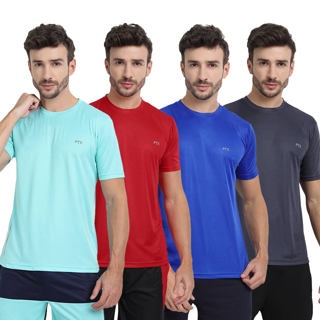 FTX Pack of 4 Polyester Regular Fit Men's T-Shirt ( Multicolor15 ) FTX Pack of 4 Polyester Regular Fit Men's T-Shirt ( Multicolor15 )