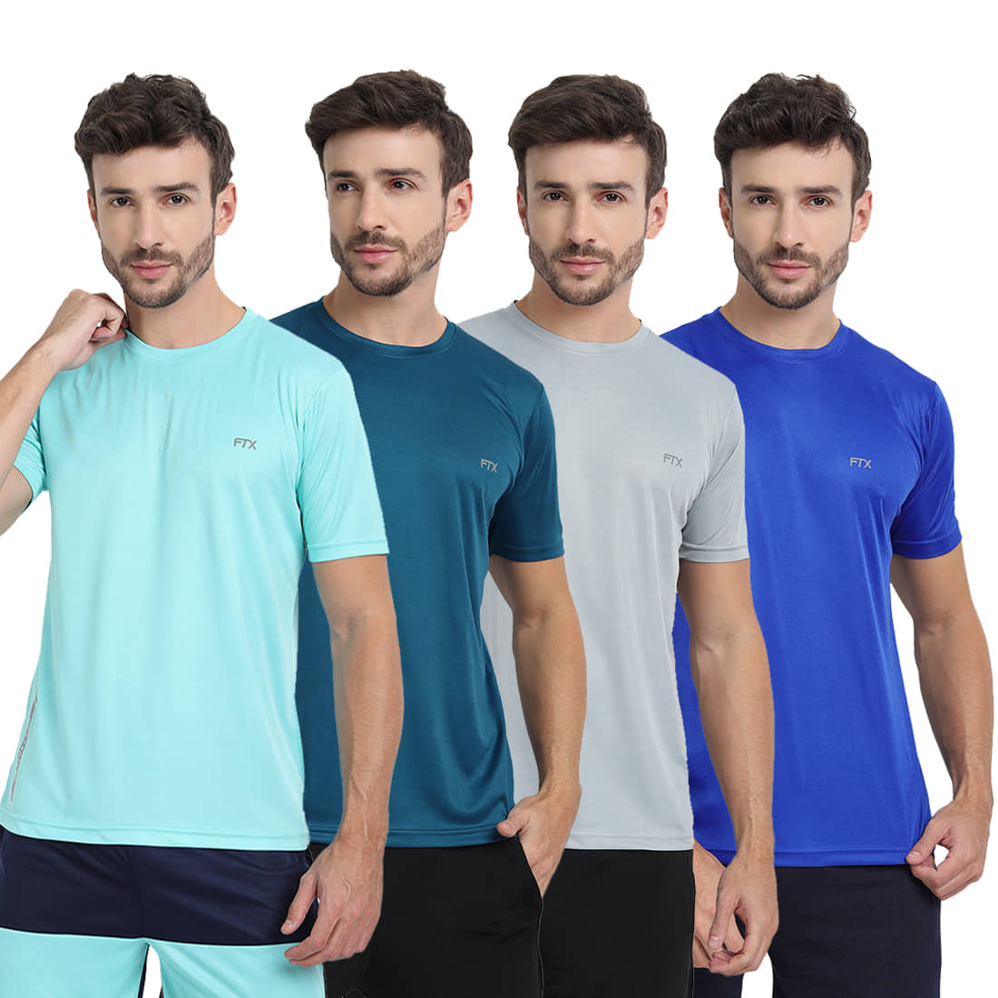 FTX Pack of 4 Polyester Regular Fit Men's T-Shirt ( Multicolor2 )