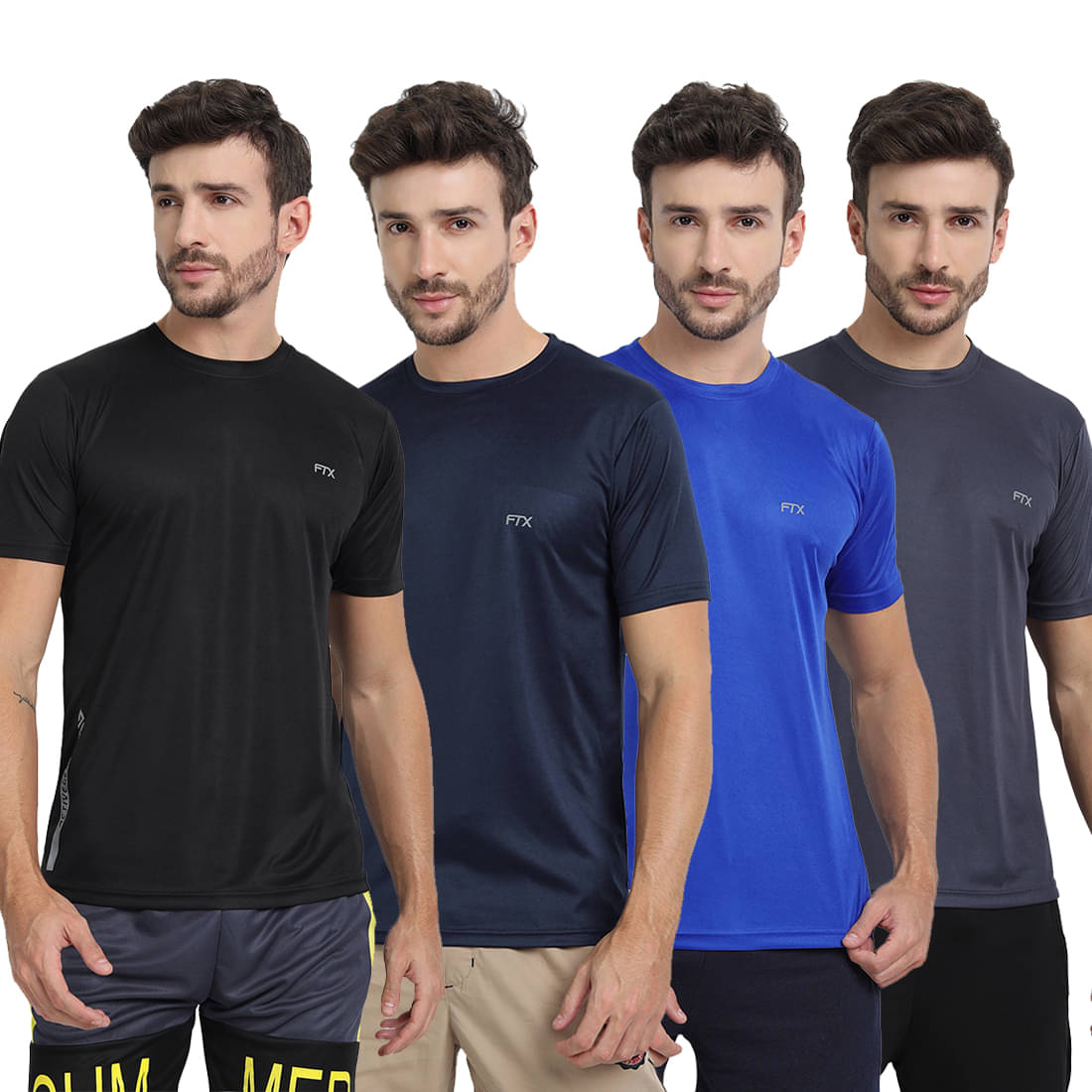 FTX Pack of 4 Polyester Regular Fit Men's T-Shirt ( Multicolor14 )     			FTX Pack of 4 Polyester Regular Fit Men's T-Shirt ( Multicolor14 )