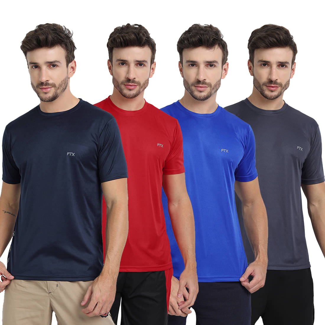 FTX Pack of 4 Polyester Regular Fit Men's T-Shirt ( Multicolor ) FTX Pack of 4 Polyester Regular Fit Men's T-Shirt ( Multicolor )