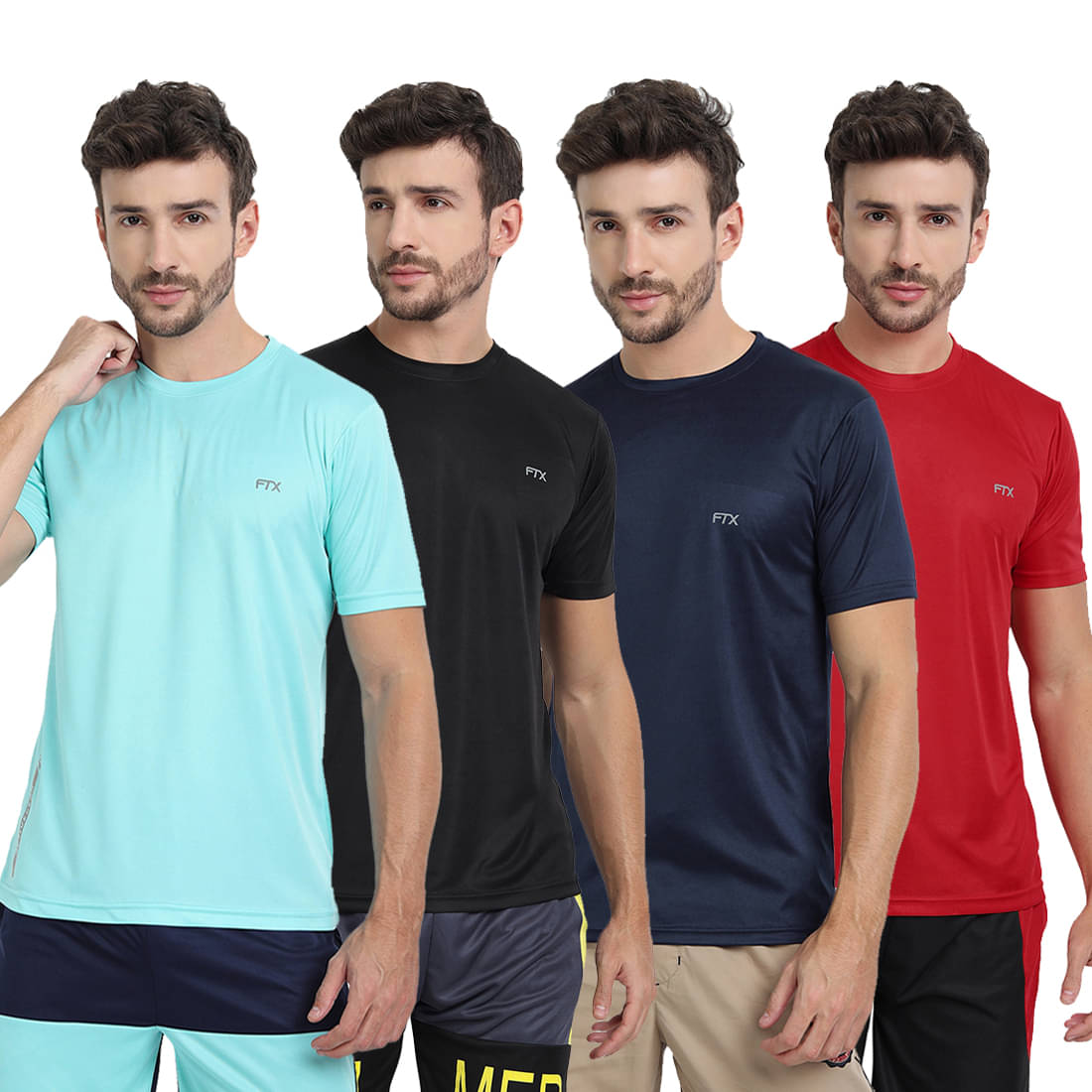 FTX Pack of 4 Polyester Regular Fit Men's T-Shirt ( Multicolor12 ) FTX Pack of 4 Polyester Regular Fit Men's T-Shirt ( Multicolor12 )