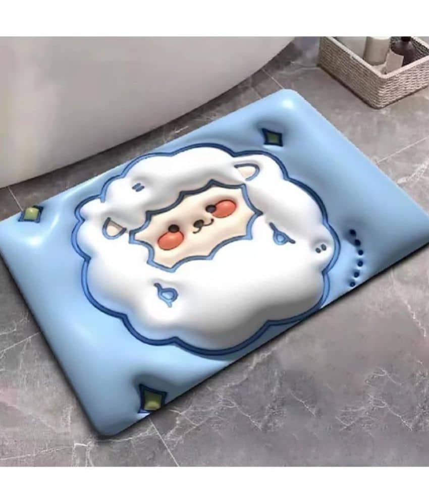 House Of Quirk Blue Rubber Rectangular Floor Mat ( Pack of 1 )