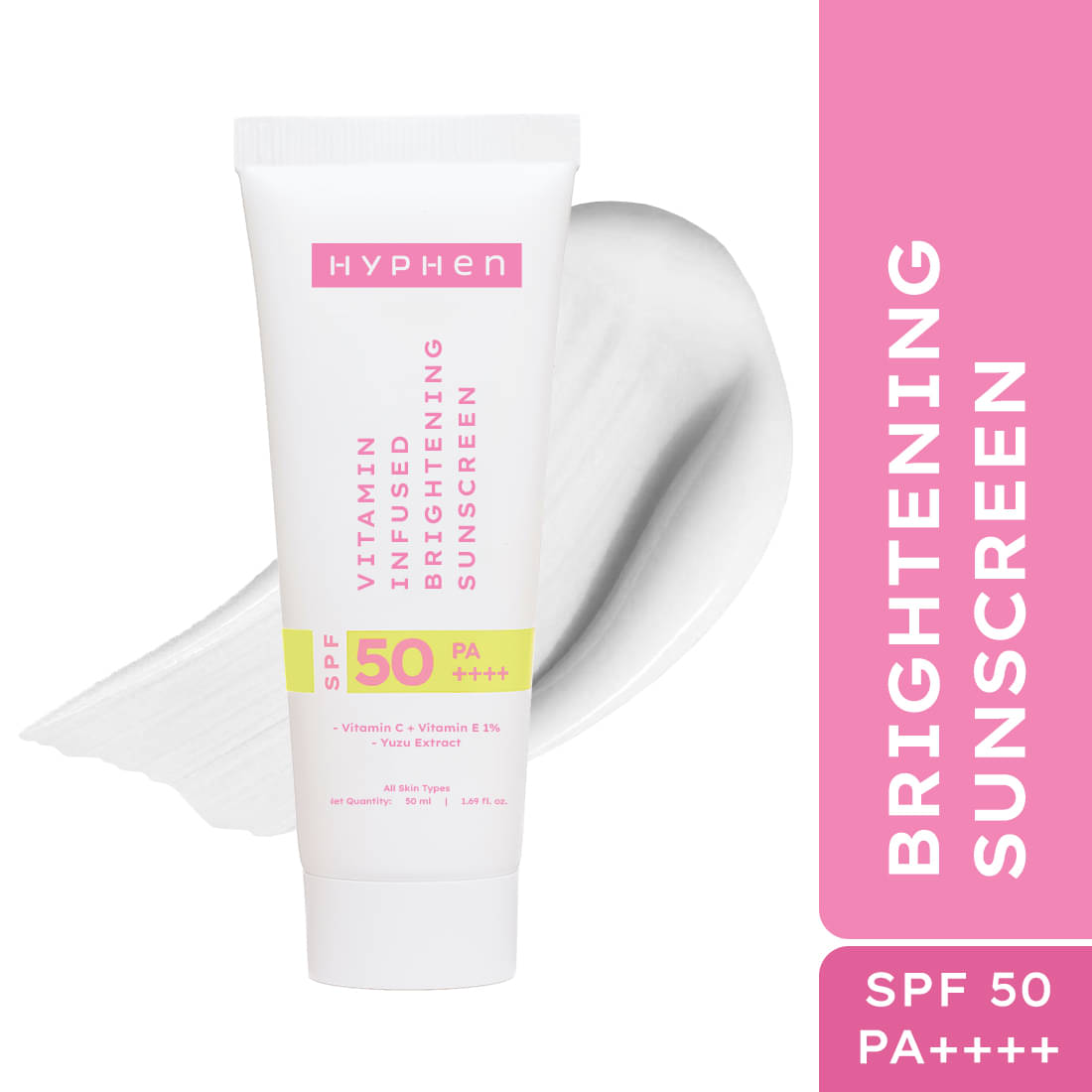 Hyphen Vitamin Infused Brightening Sunscreen SPF 50 PA++++ 50ml (Pack of 1) Hyphen Vitamin Infused Brightening Sunscreen SPF 50 PA++++ 50ml (Pack of 1)