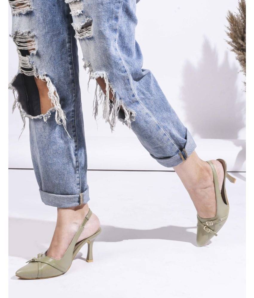 JM Looks Green Women's Mules Heels JM Looks Green Women's Mules Heels
