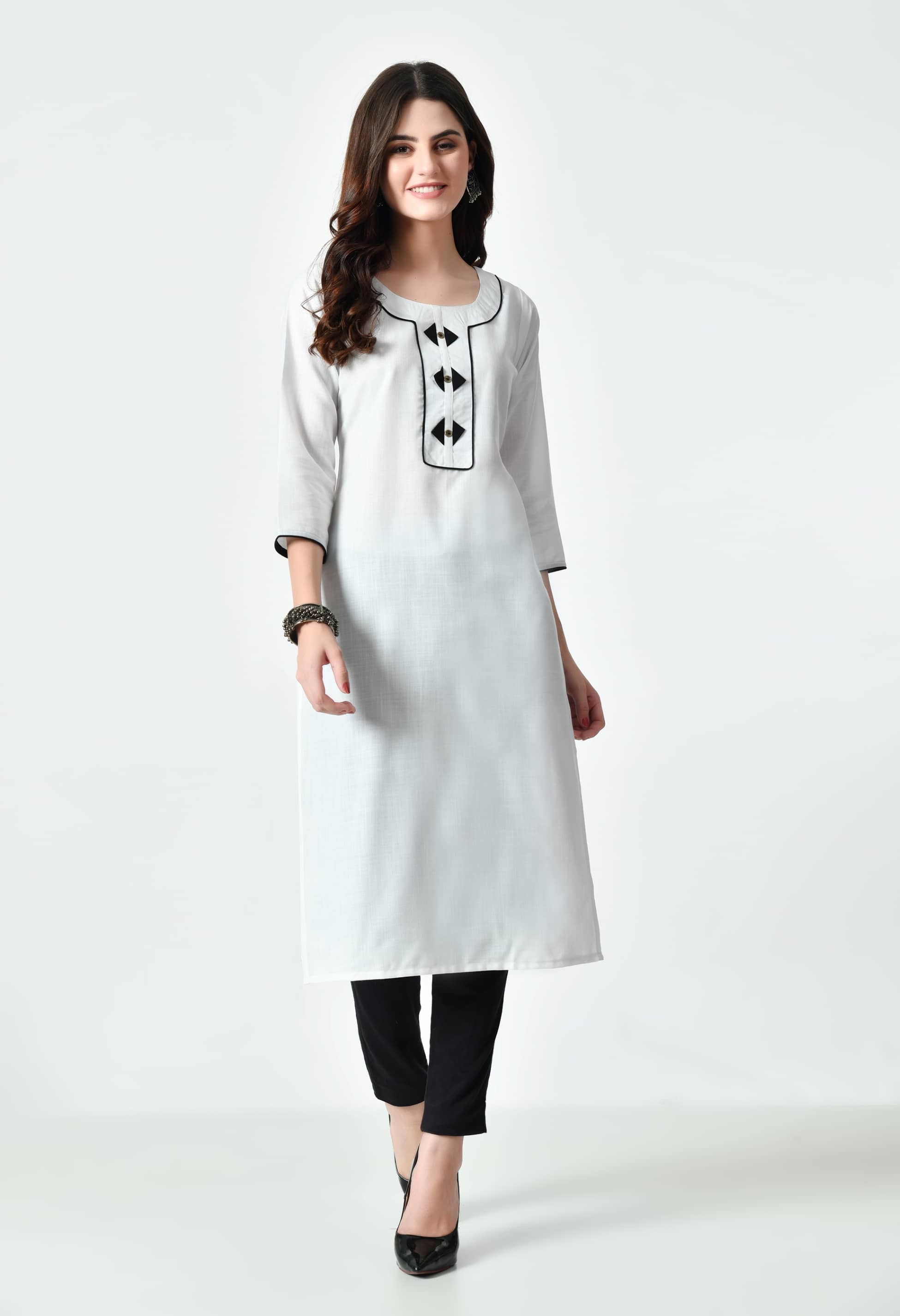 MAURYA Cotton Blend Solid Straight Women's Kurti - White ( Pack of 1 ) - Kurtis, Tunics | Buy online on ZillyBuy