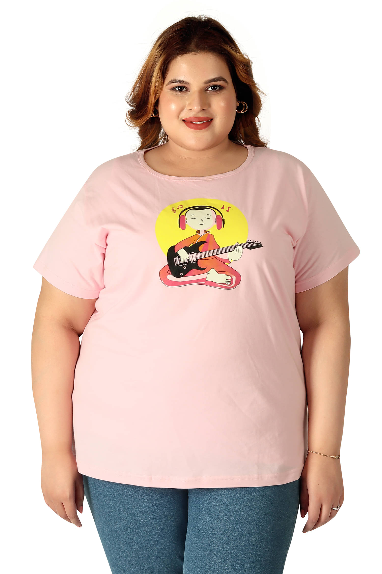 Neo Garments Women Cotton Printed Regular Fit Round Neck T-Shirt ( Pink )     			Neo Garments Women Cotton Printed Regular Fit Round Neck T-Shirt ( Pink )