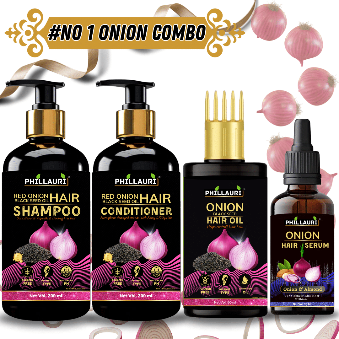    			Onion Black Seed Oil Ultimate Hair Care Kit (Shampoo + Hair Conditioner + Hair Oil+Hair Serum)