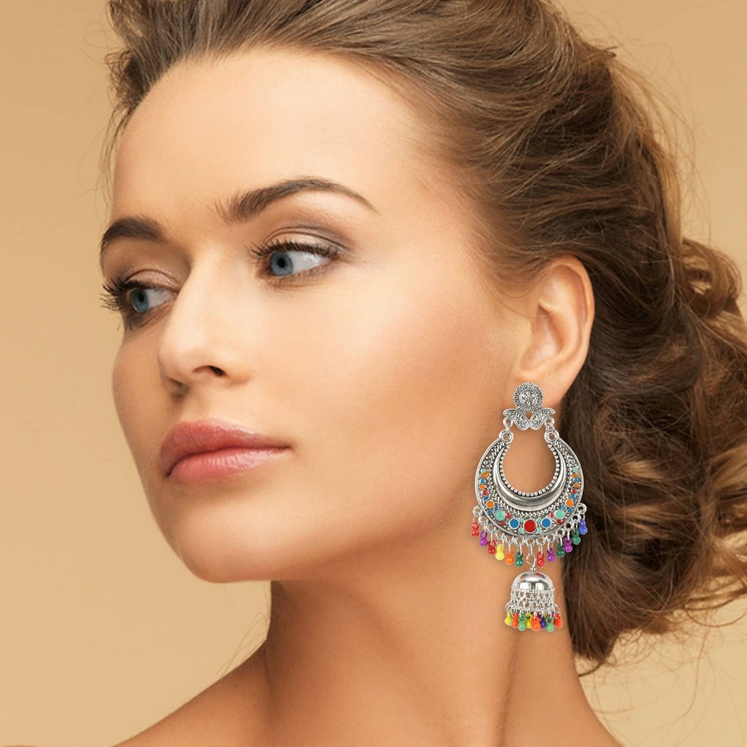     			Samridhi DC Multi Color Jhumki Earrings ( Pack of 1 )