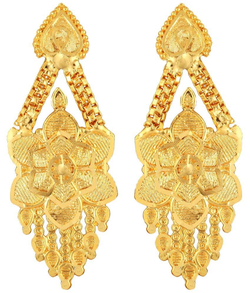 VIVASTRI Golden Drop Earrings ( Pack of 1 ) - Earrings | Buy online on ZillyBuy