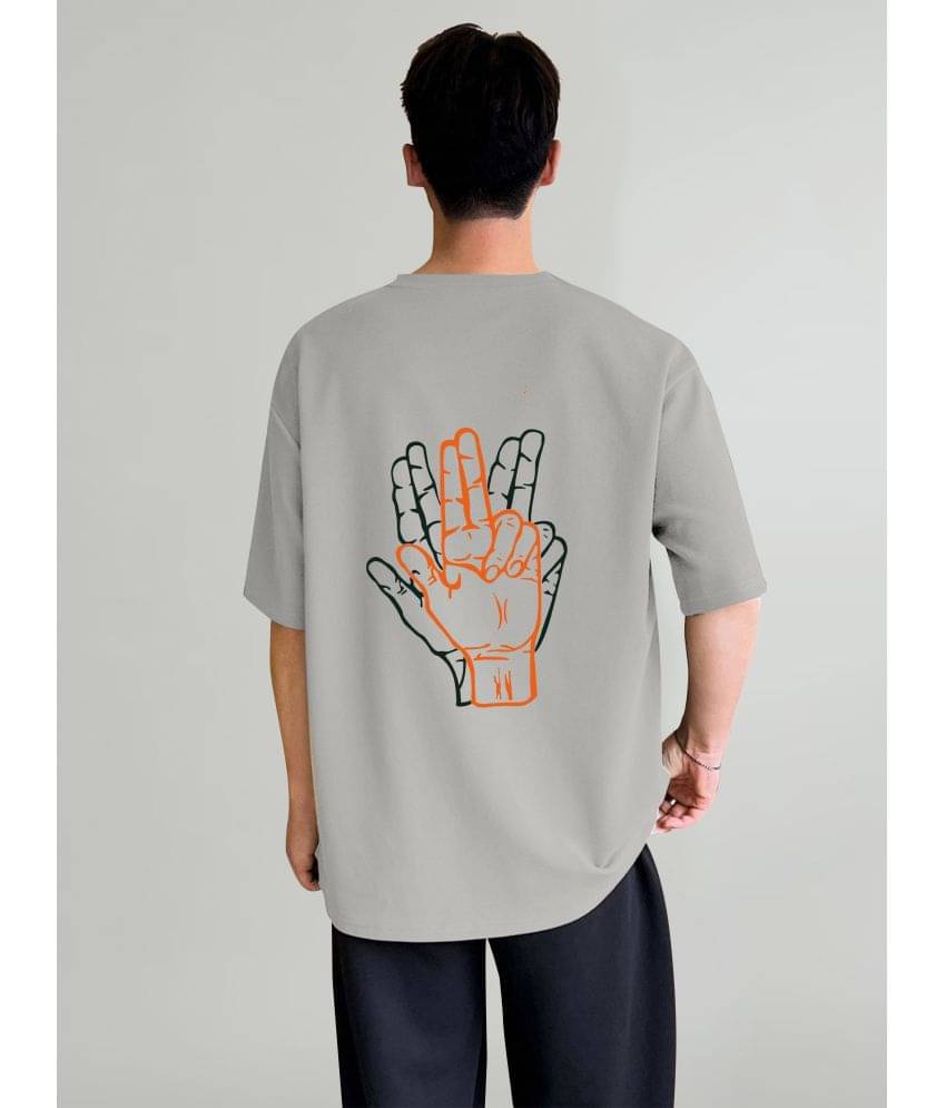     			happy khajana Polyester Oversized Fit Printed Half Sleeves Men's T-Shirt - Grey ( Pack of 1 )