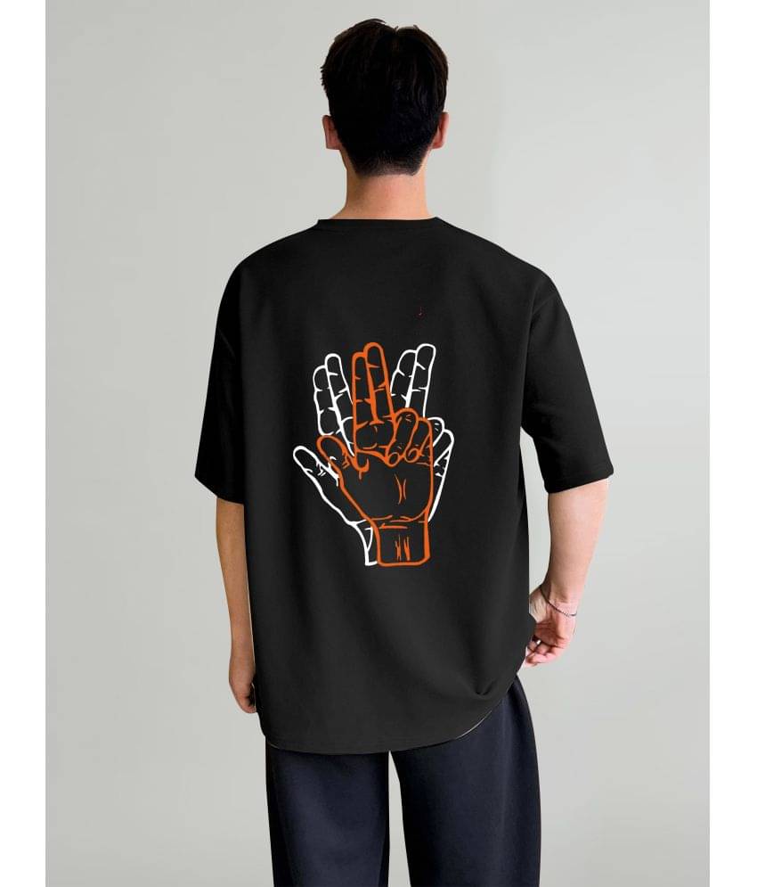 happy khajana Pack of 1 Polyester Oversized Fit Men's T-Shirt ( Black ) happy khajana Pack of 1 Polyester Oversized Fit Men's T-Shirt ( Black )